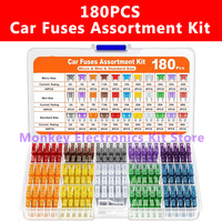 1 Set 180Pcs Car Fuses Assorted Kit, 60 Mini Blade Car Fuse +60 Standard Fuse Automotive +60 Micro Fuse + Fuse Puller