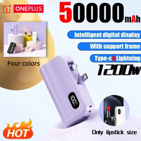 OnePlus 50000mah Capsule Power Bank  Digital Display 120w Hidden Dual Interface Compact Portable Mobile Power Bank Fast Charging