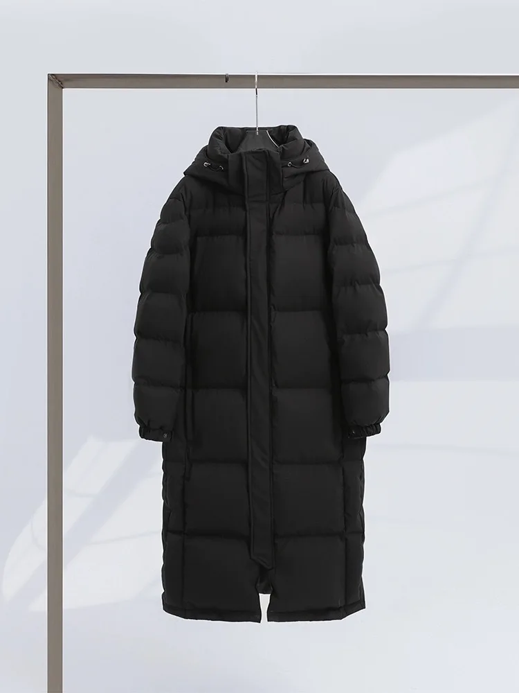 

Winter Long Quilted Knee Length Down Jacket Female Windbreak Hooded Down Jacket Women White Duck Down Thickening Parker Outwears