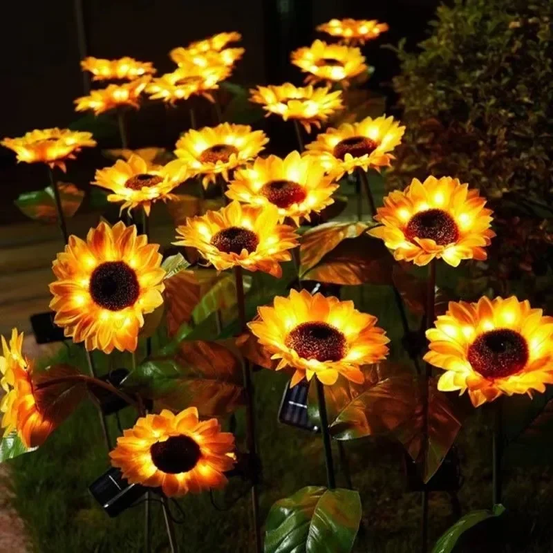 LED Solar Sunflower Flower Light Home Decorative Fairy Lights Garden Decor Lawn Lamp Camping Landscape Light Wedding Decorations