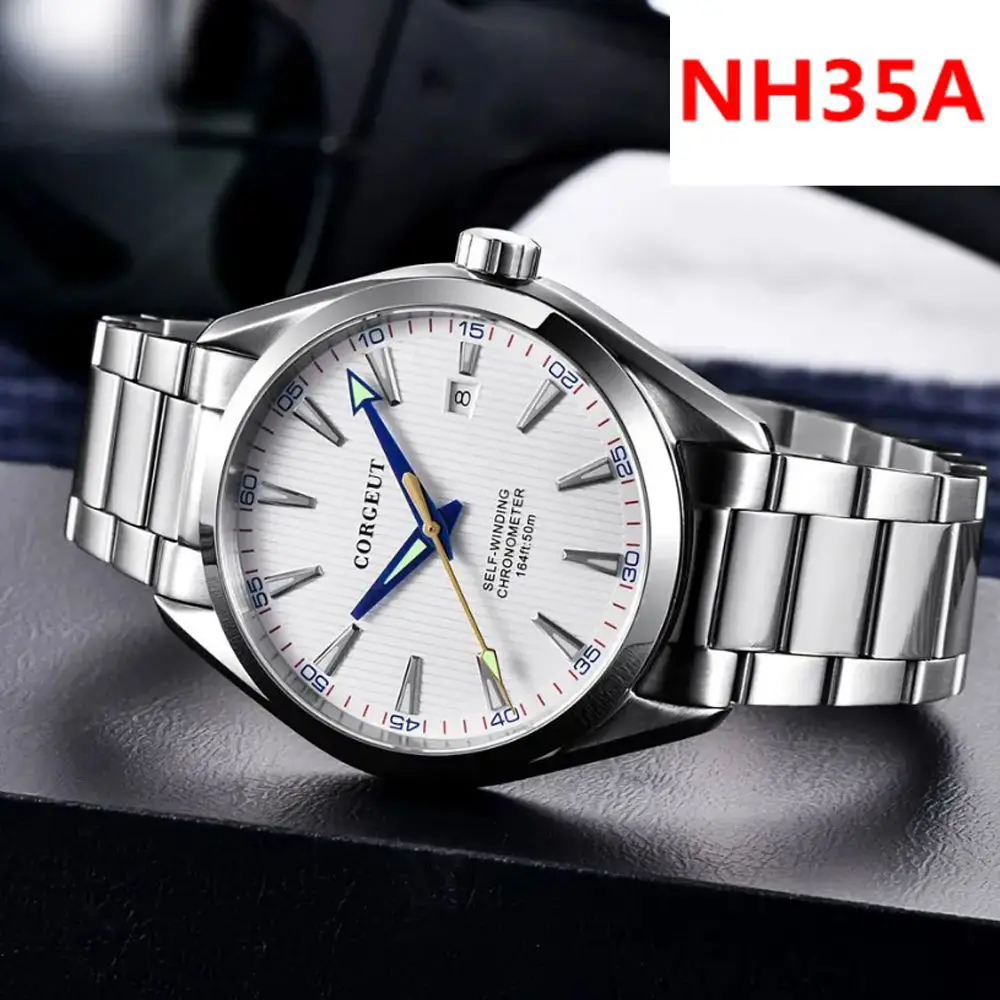 

NH35 Watch For Men Corgeut 41mm Male clock Automatic calendar date Mechanical Sapphire Glass wristwatch luxury Reloj Hombre