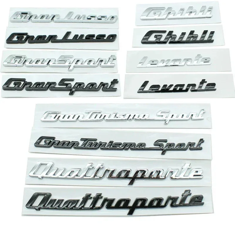 

ABS Car Rear Trunk Letters Logo Emblem Badge Decals Sticker For Maserati Gransport Granlusso Quattroporte GTS Granturismo Sport
