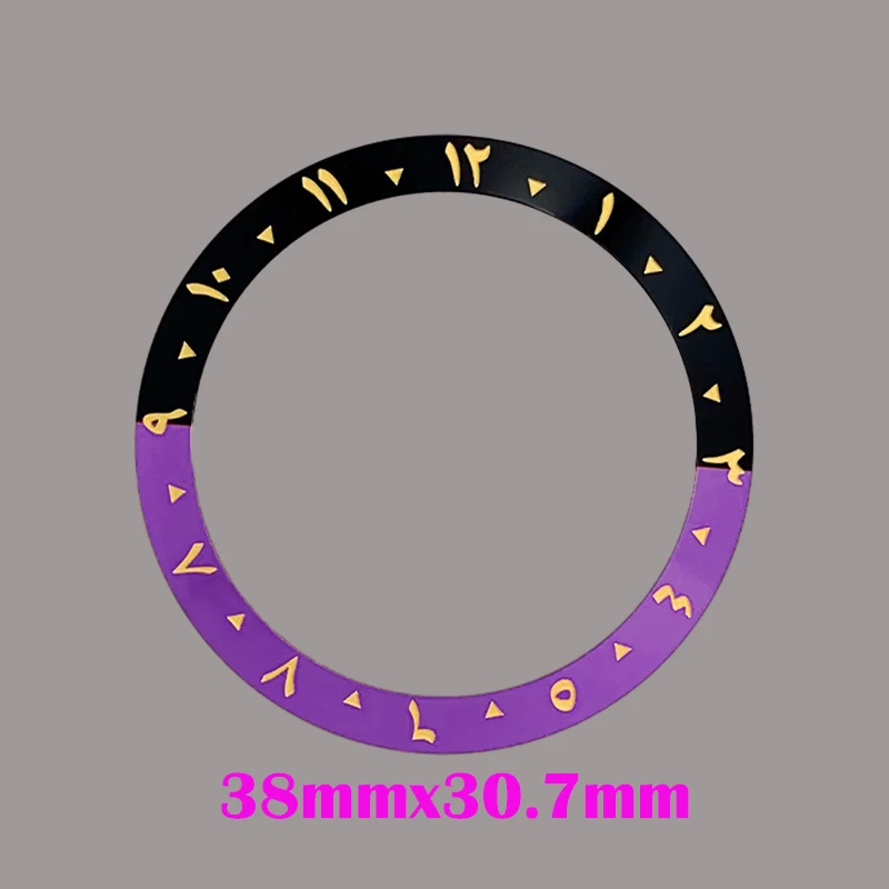Mod 38mm*30.7mm Bevelled Watch Bezel Arabic Numerals Aluminium Watch Inserts Fit 40mm Watch Case NH35 NH36 GMT Watch Accessories