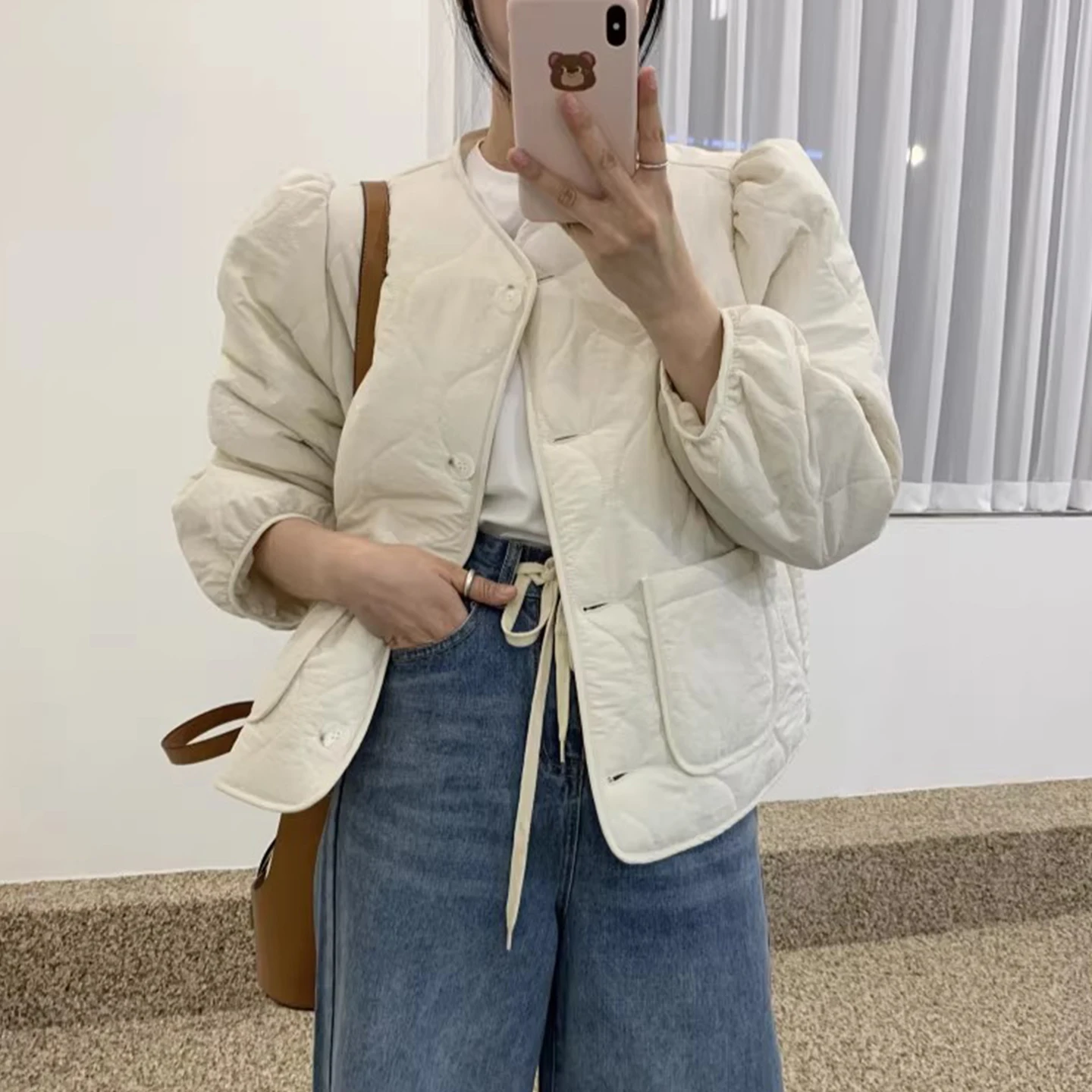 

Женское свободное длинное хлопковое пальто-джак све Winter New Sle Double ket Pure Color с ромбовидным узором Pred Верхняя одежда