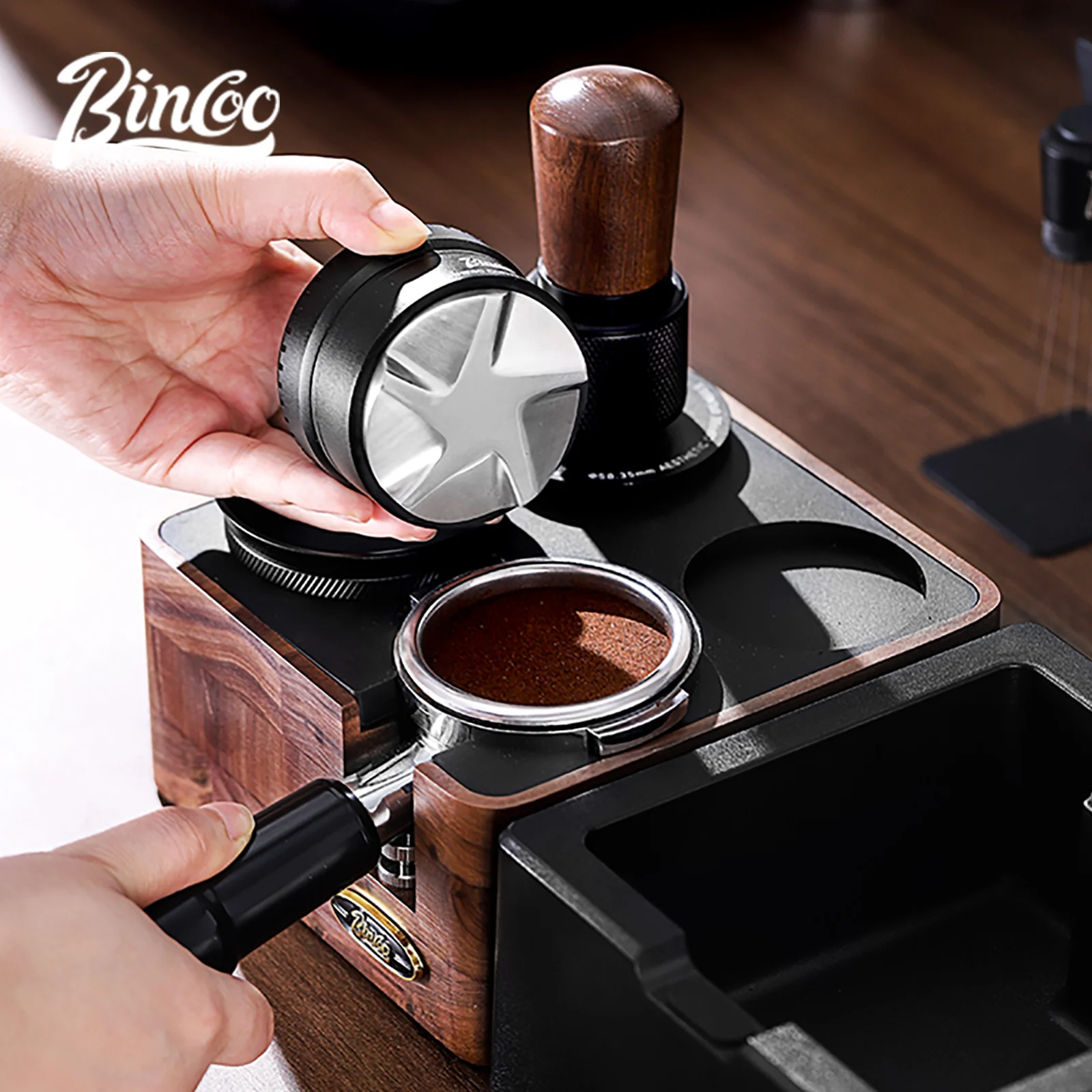 

Bincoo автовыравнивающий темпер для кофе 58 мм распределитель эспрессо основание из алюминия и нержавеющей стали антикоррозийная деревянная ручка инструменты для бариста