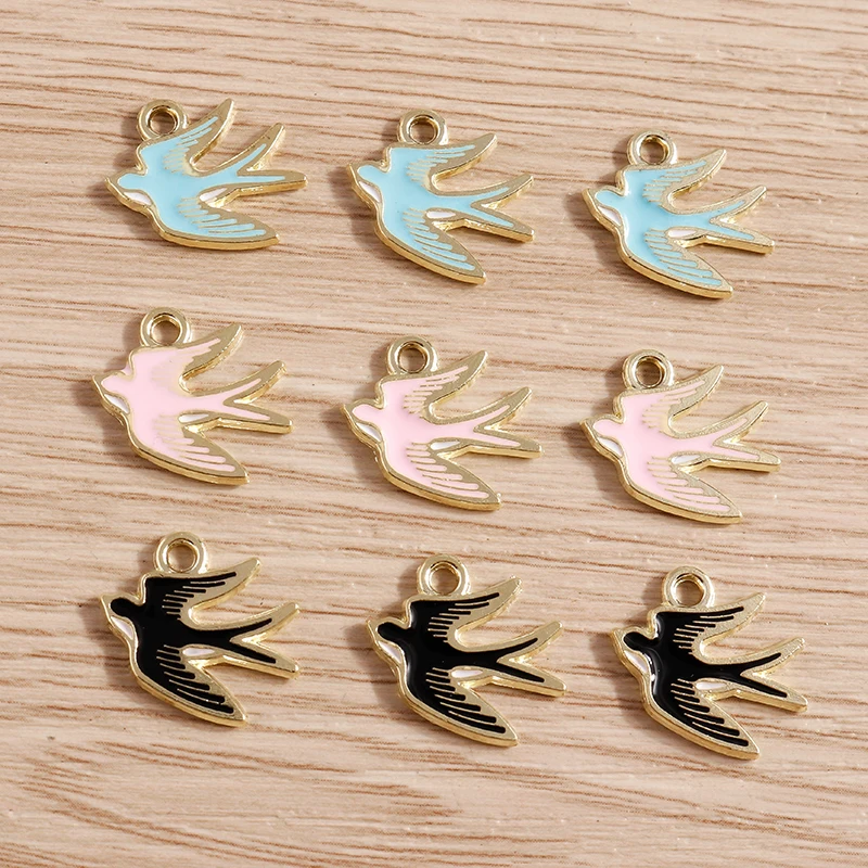 

10pcs 16x13mm Cute Enamel Animal Swallow Charms for Making DIY Earrings Pendants Necklaces Handmade Bracelets Jewelry Findings