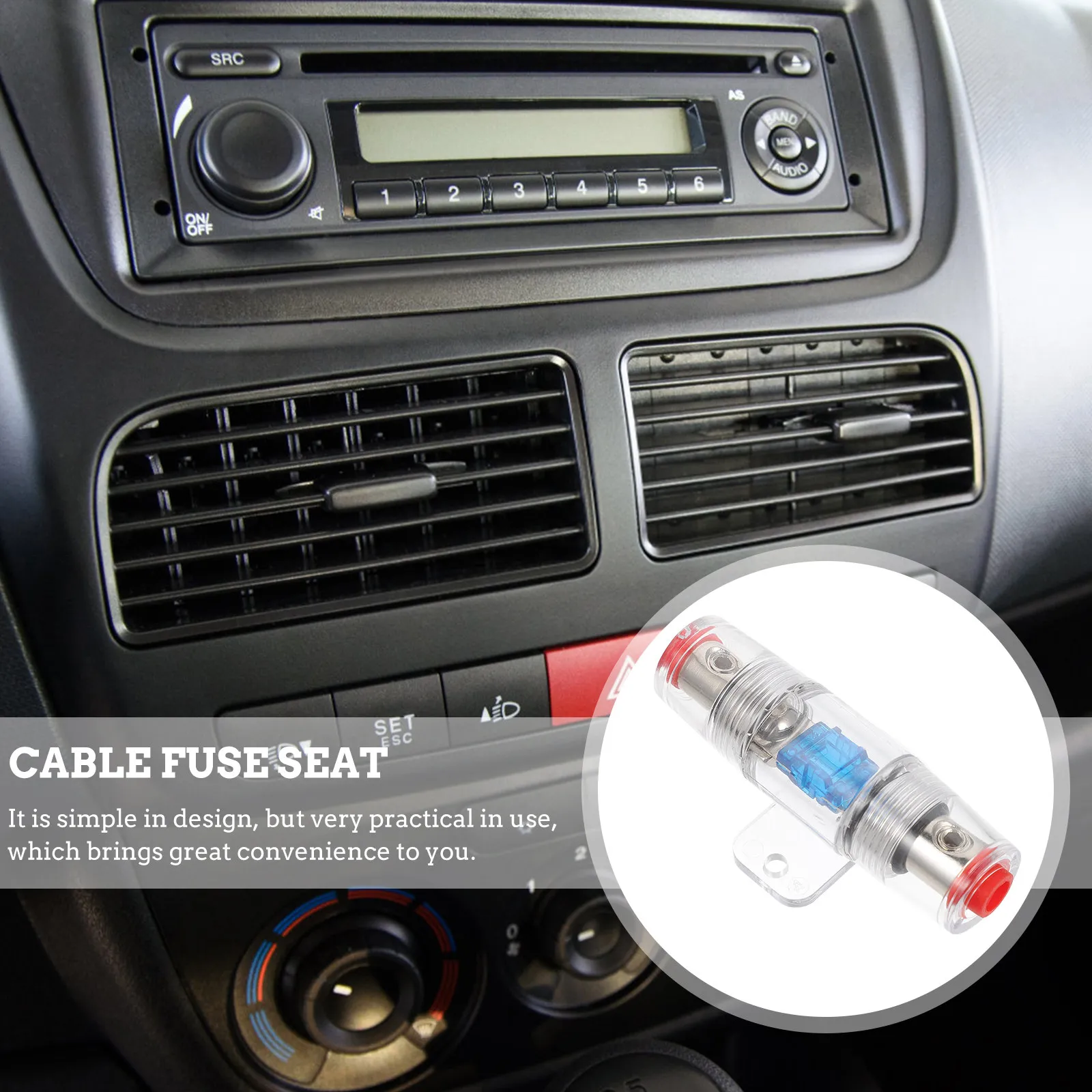 

Car Speaker Fuse Holder Transparent 60A Zinc Alloy Nickel-Plated High Temperature Resistant Shell Automotive Audio Fuse Safety