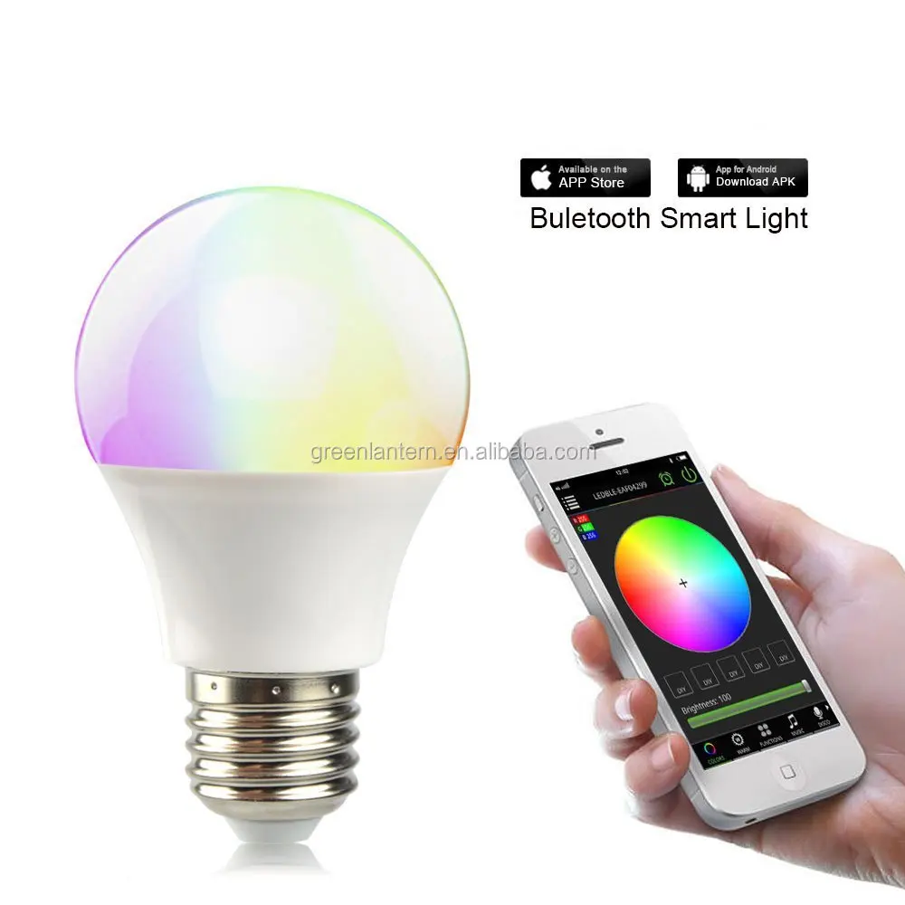 Lâmpada LED inteligente com temporizador, smartphone controlado, regulável, cor mutável, E27, RGBW, 4,5 W