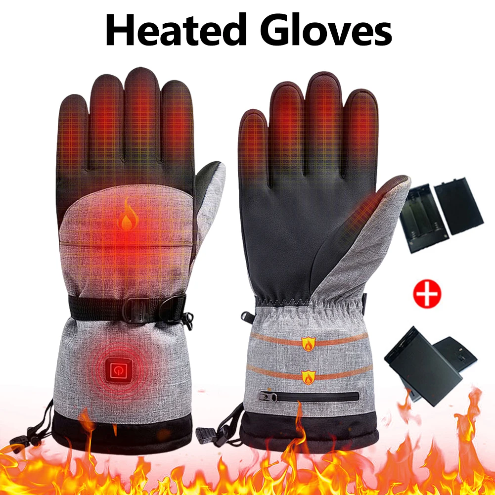 Electric Heating Gloves Men Women 5000mAh Battery Electric Heated Gloves Winter Skiing Snowboarding Snow Hiking Gloves