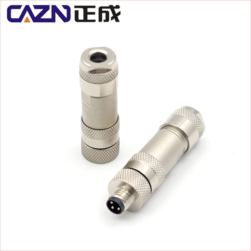 

M8 Straight Male Female Metal Assembled Plug 3、4pin A-code Screw Type PA66 IEC 61076-2-104 Standard