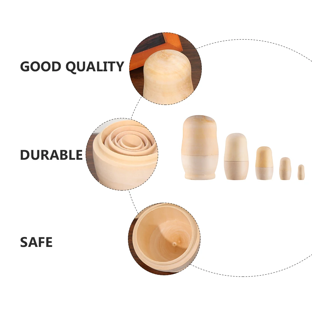 

2 set 2 Sets Matryoshka DIY Wooden Toy Kids Painting Unfinished Creative Home Decor Crafts Parent-Child Play Multipurpose