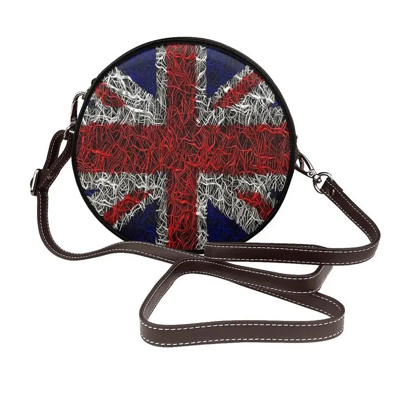 

British Union Flag Single shoulder bag Pu leather single shoulder round bag women's luxury large capacity crossbody purse