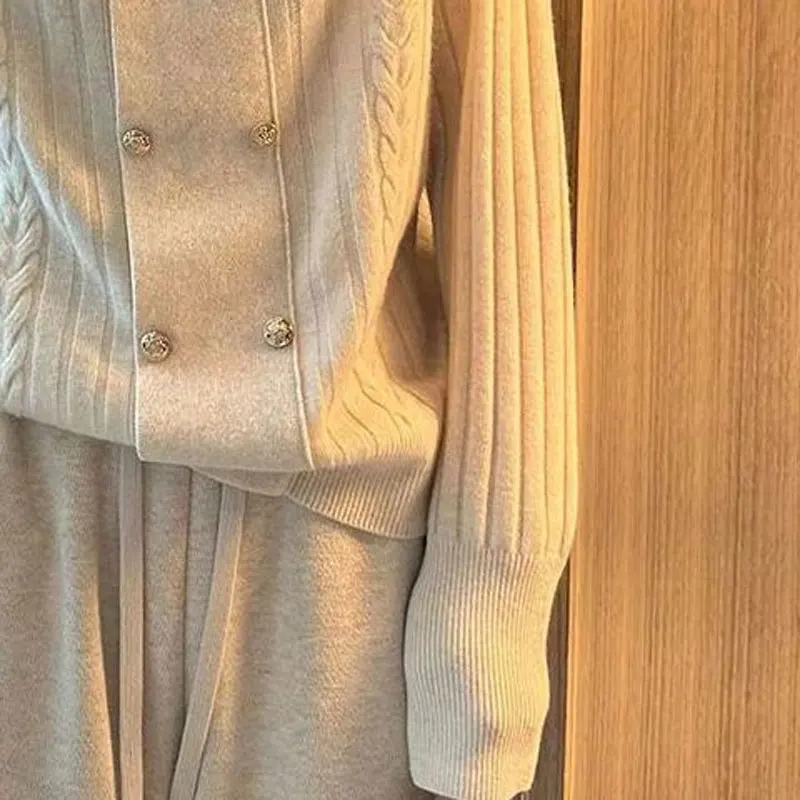 Maglioni Casual di base con colletto in Pile autunno inverno bottone moda abbigliamento donna pendolari maglioni lavorati a maglia larghi coreani a maniche lunghe