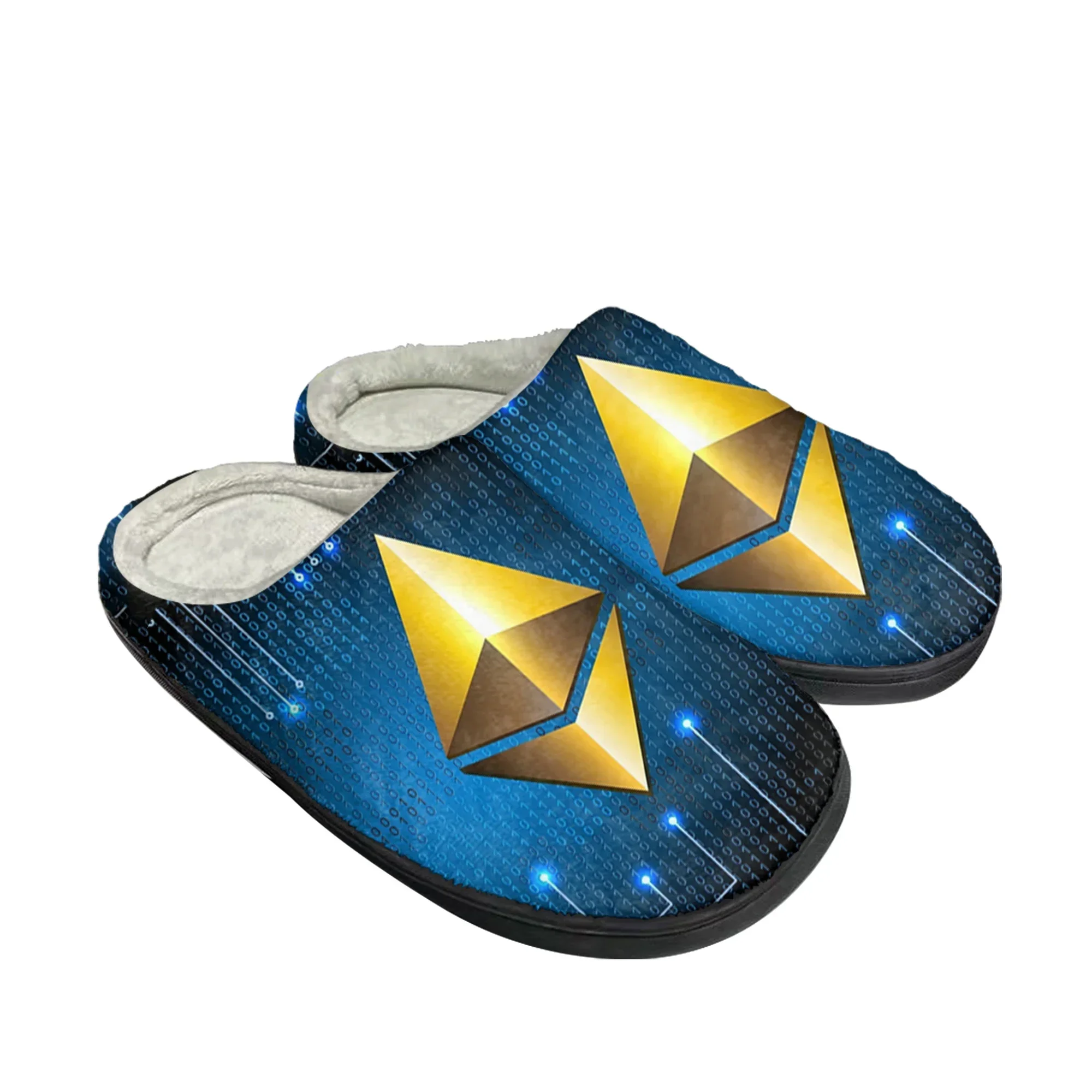Ethereum Cryptocurrency ETH Coin Home Cotton Custom Slippers Men Women Plush Sandals Casual Keep Warm Shoes Thermal Slipper