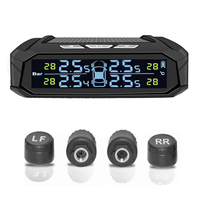 Car TPMS Tyre Pressure Monitoring System Solar Power Digital Display Auto Security Alarm Systems with 4 External Sensors