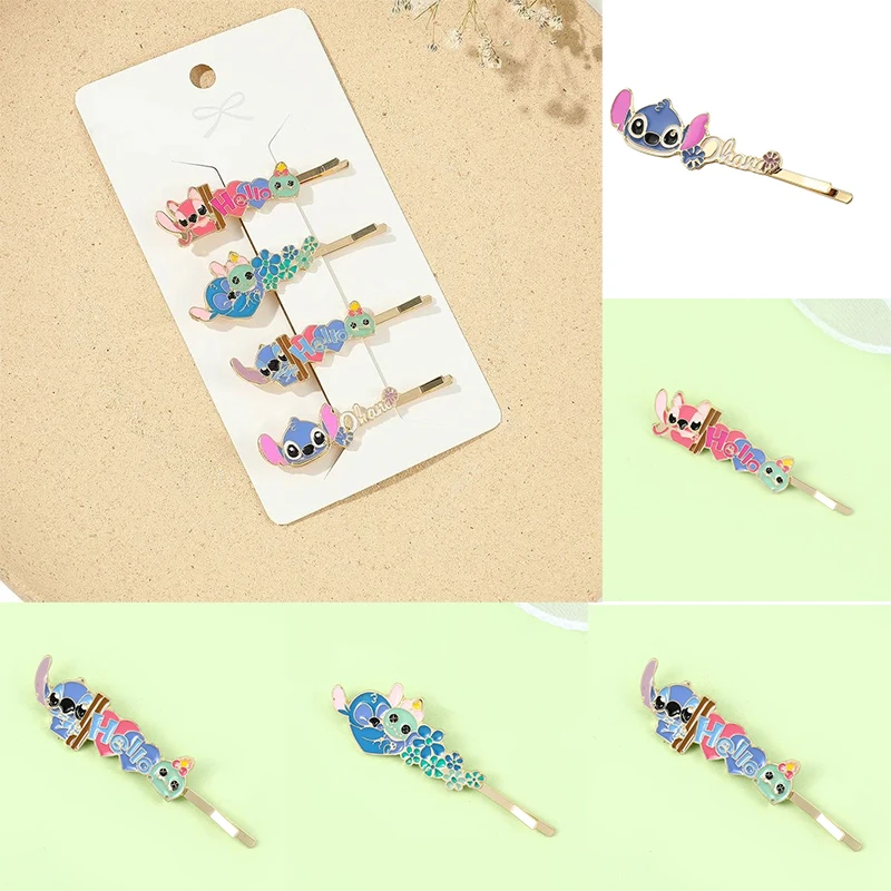 4 قطعة ديزني غرزة الأطفال لطيف العصرية أغطية الرأس مشبك شعر شخصيات أنيمي فتاة نزهة الرياضة كلمة واحدة كليب مجموعة هدية عيد ميلاد