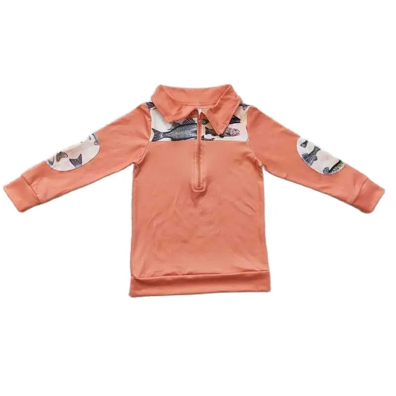 

Boys Fishing Orange Zip Long Sleeve Top