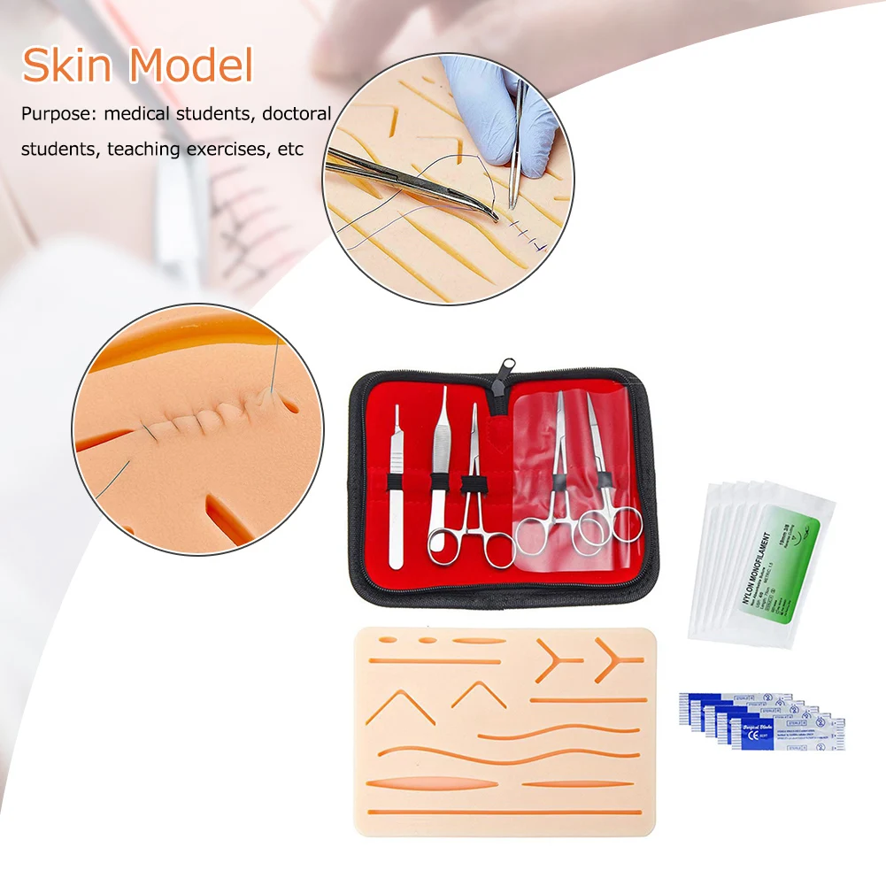 17PCS/set Surgical Suture Training Kit Silicone Suture Pad Kit Surgical Training Simulation Skin Educational Teaching Equipment