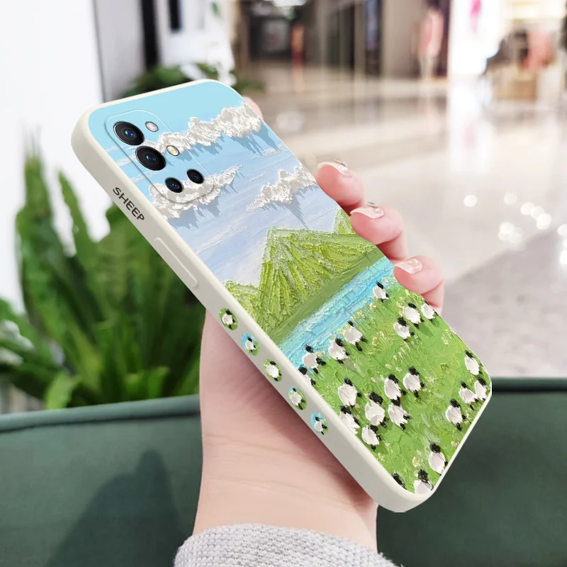 Oil Painting Lambs Phone Case For Oneplus 12 12R 11 11R 10 10R 10T 9R 9RT 9 8T 8 7 7T Pro 5G Liquid Silicone Cover image 6
