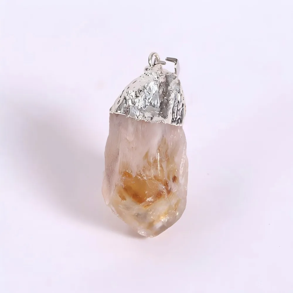 

Natural Citrine Pendant Electroplated Rough Stone Irregular Necklace DIY Jewelry Accessories