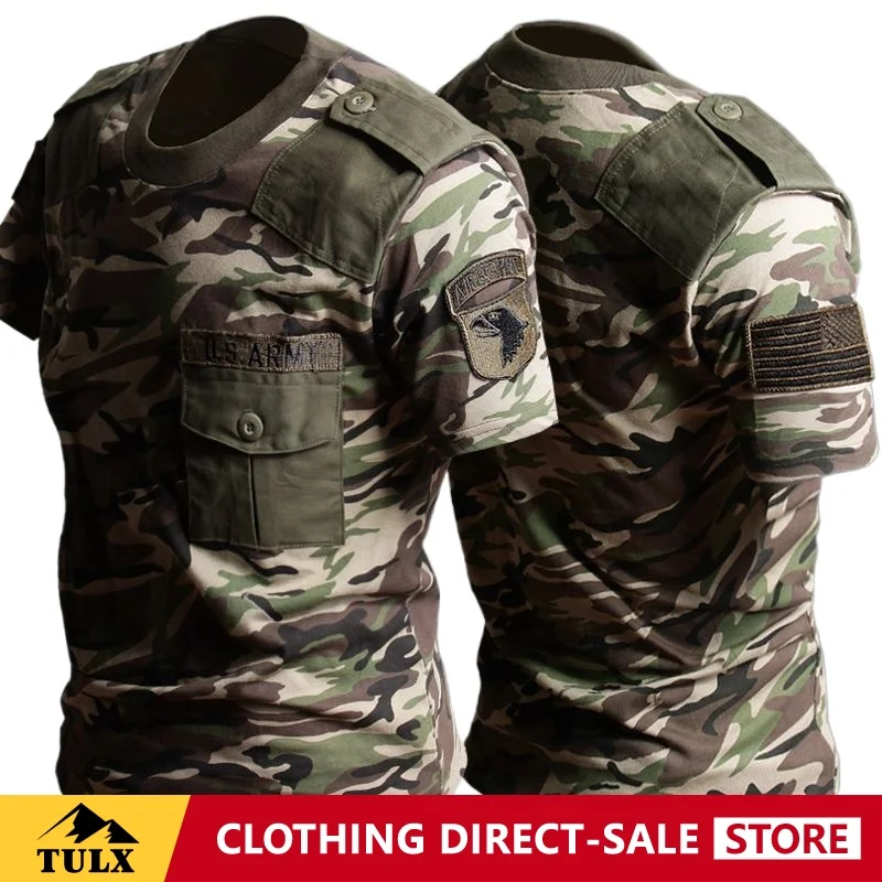 American Casual Camouflage T-shirt Military Training Instructor T-shirt Fitness Short Sleeved Men's Fitness Training Jacket Top