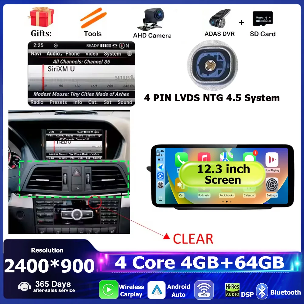 Android 16 Voor Mercedes Benz E Klasse C207 W207 A207 2009-2016 Autoradio Multimedia Stereo GPS 4G Draadloze CarplayPlayer WiFi - afbeelding 1