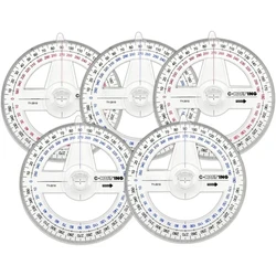 5pcs 360° Plastic Protractor Math Protractors Clear Protractor Ruler Drafting Tools Circle Protractor for Geometry