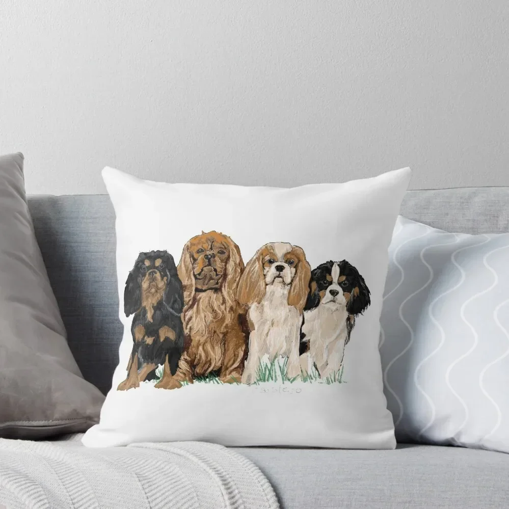 

Four Cavaliers Throw Pillow Cushion Cover Sofa Cushions Covers Pillowcases sleeping pillows pillow