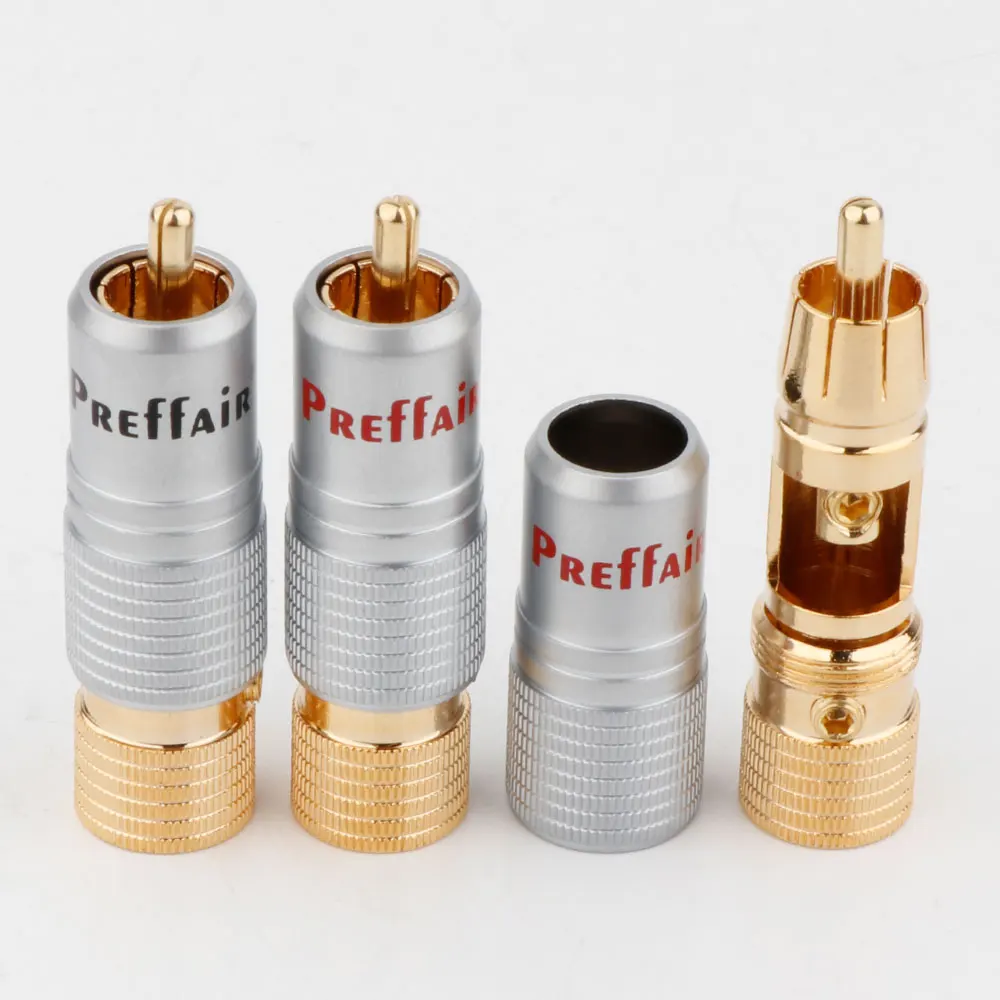 

High Quality PREFFAIR 10mm Gold Plated RCA Plug Locking Non Solder Plug RCA Coaxial Connector Socket Adapter factory