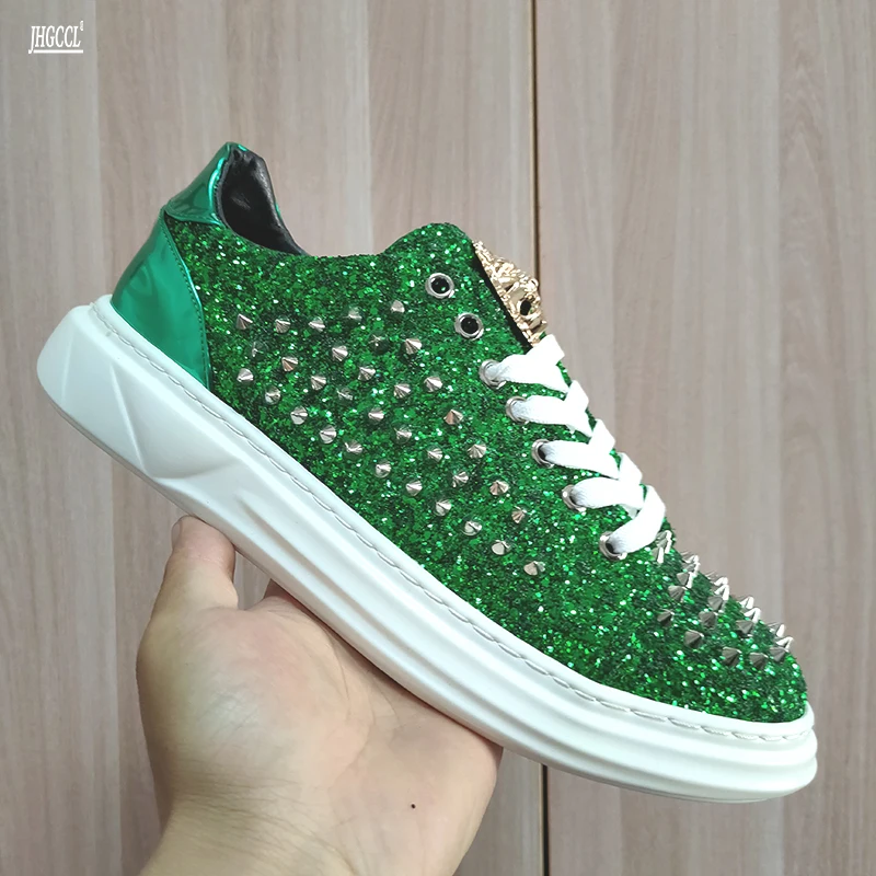 New designer wedge shoes white men's shoes platform sports shoes cowhide  fashion sheepskin sequins women's sho P1