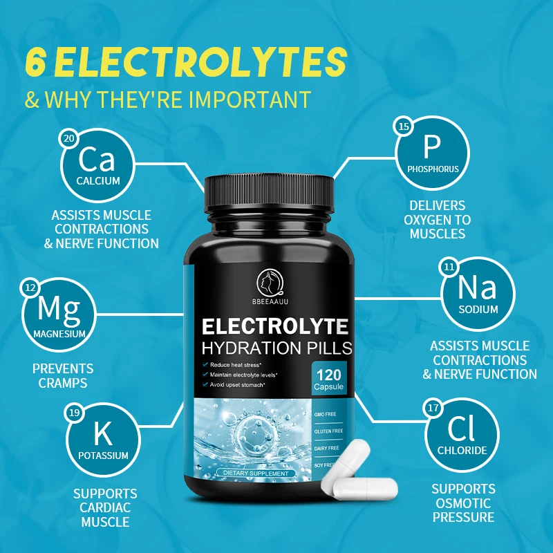 BBEEAAUU Electrolyte Capsules Salt Pill Containing Electrolytes for Running, Endurance Exercise Nutrition Reduce Muscle Cramping