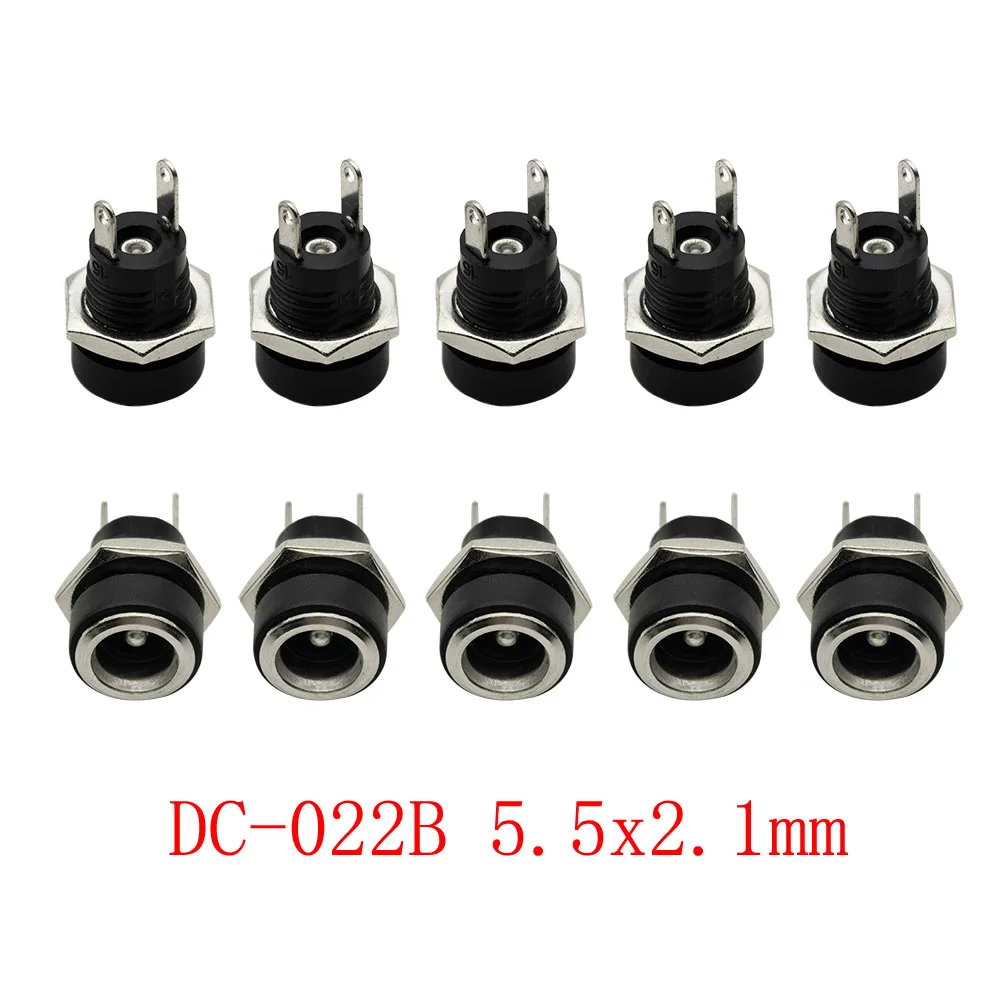 10/5/2Pcs 5.5X2.1Mm Dc Voeding Vrouw Jack Panel Mount Connector 5.5*2.1Mm Dc Socket Plug 2 Been Terminal Plug Adapter