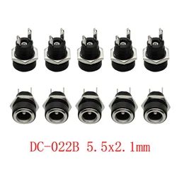 10/5/2Pcs 5.5X2.1Mm Dc Voeding Vrouw Jack Panel Mount Connector 5.5*2.1Mm Dc Socket Plug 2 Been Terminal Plug Adapter