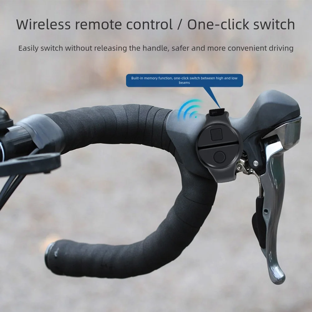 

Mountain Bike Light with 1600 Lumens Wireless Remote Control 7 Modes 5000mAh Rechargeable Battery and IPX4 Water Protection