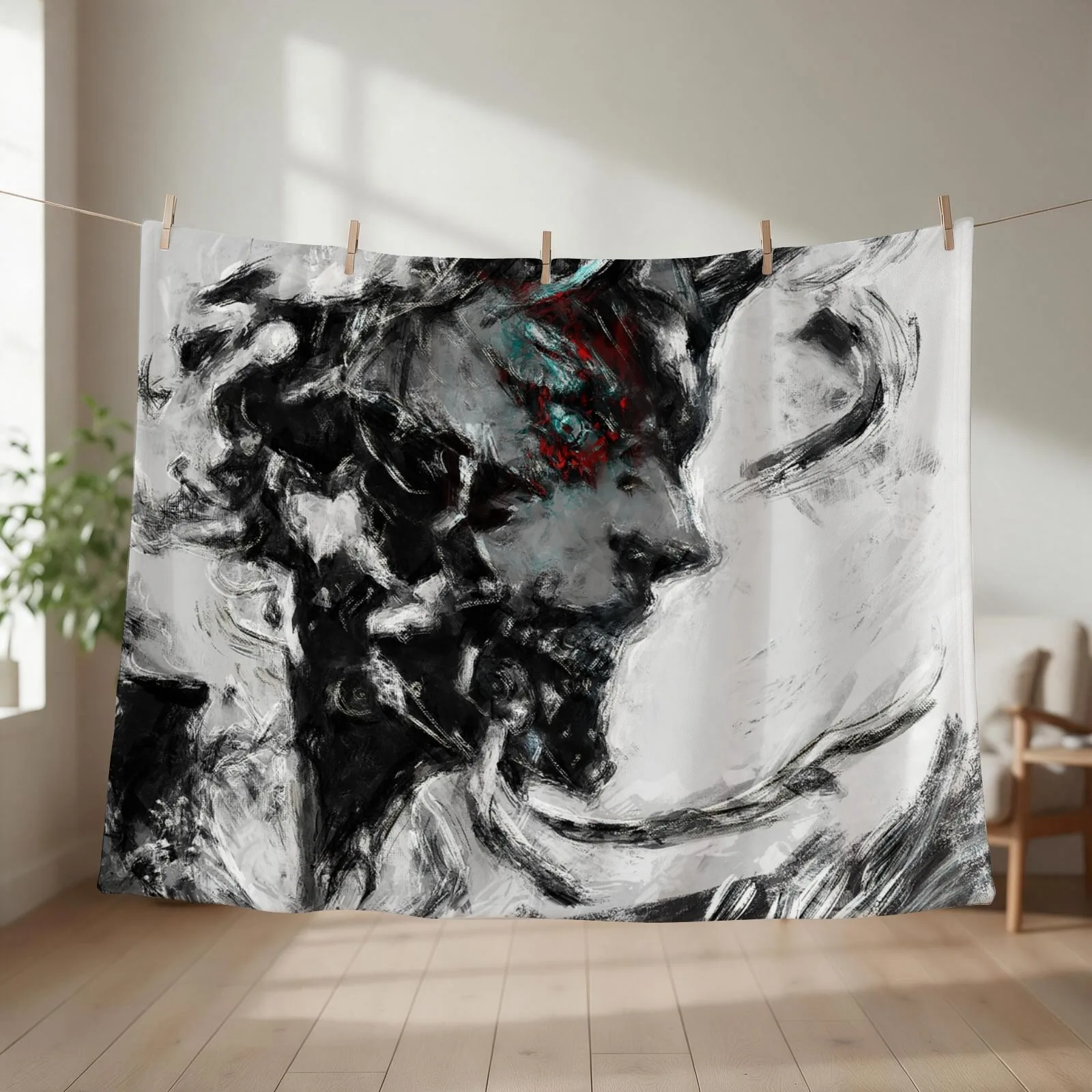 raiden metal gear Throw Blanket couch cozy soft plush fuzzy picnic outdoor blanket