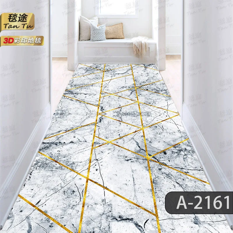 

European Luxury Long Corridor Carpet Living Room Decoration High-end Hallway Rug Hotel Aisle Non-slip Floor Mat Customizable