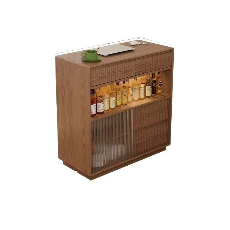 

integrated living room, small apartment, double-sided rotating sofa, side partition cabinet, telescopic mobile sideboard