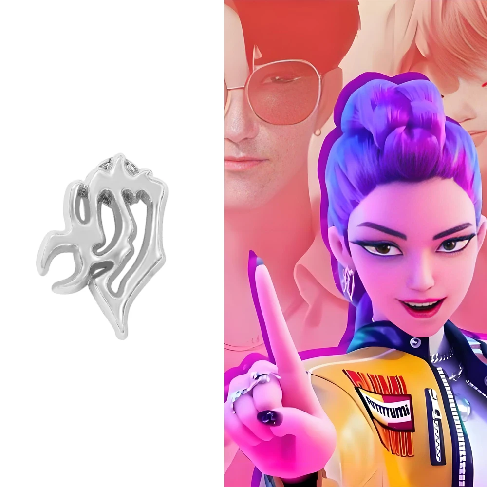 Caliente nuevo 2 uds moda minimalista película de dibujos animados k-pop Demon Hunters Rumi pendiente creativo personalizado accesorios de Cosplay