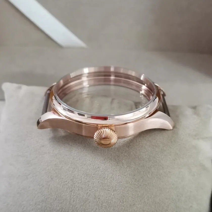 41MM Sapphire Crystal Or Mineral Glass 316L Stainless Steel Rose Gold Case Fit ETA6497/6498 ST3600/3621 Mmovement BK35-21