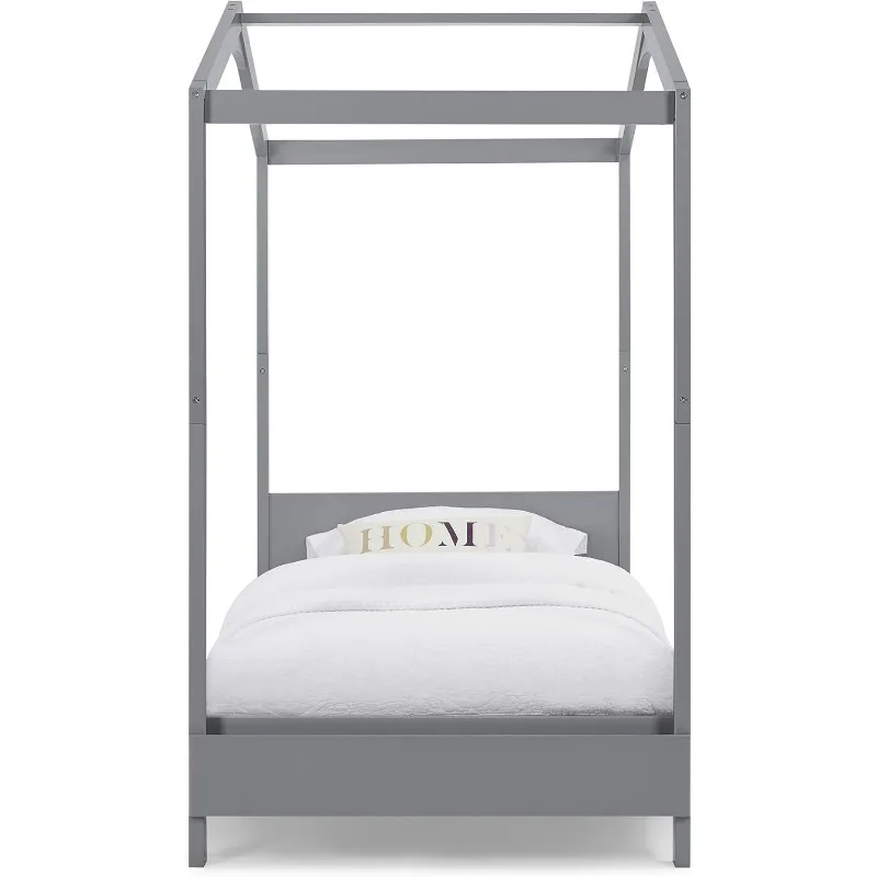 Letto matrimoniale in legno per bambini, letto a piattaforma-nessuna molla di scatola necessaria, può contenere fino a 250 libbre, 82.59 "L x 41" W x 75 "H, grigio