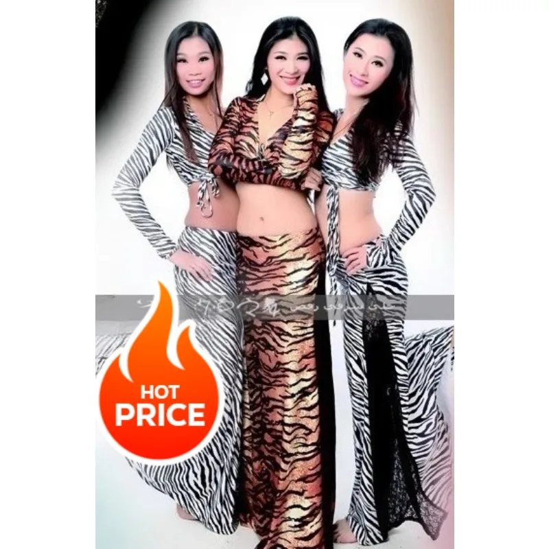 Костюм для танца живота по индивидуальному заказу, костюм в полоску зебры, простой и сексуальный комплект из трех предметов, экзотическая танцевальная одежда
