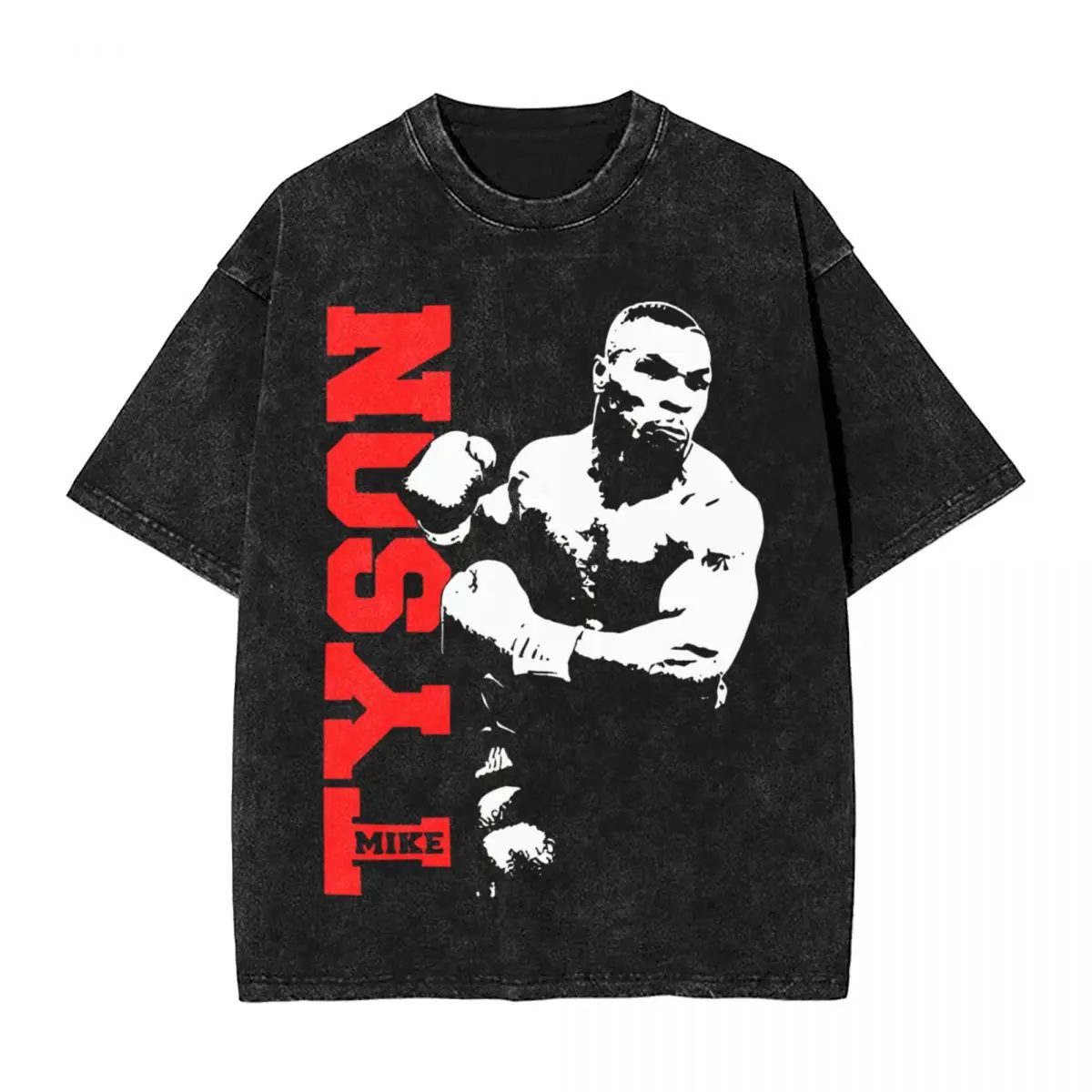 Mike Tyson Washed T Shirt Streetwear Hip Hop Novelty T-Shirts Boxing Gym Boxer Tees Tops Men Women High Street Graphic Printed