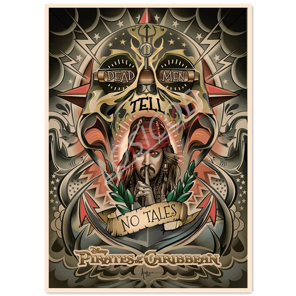 Pirate Jake Old School Tattoo Art Picture Wall Hanging Painting Vintage Kraft Posters and Prints Wall Chart Wall Decor Drawing