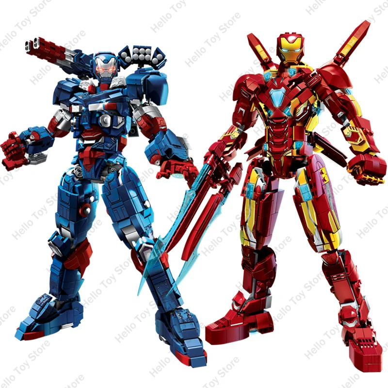 2024 Superheroes Iron Man Mark50 Mech Building Blocks Iron Patriot Action Figure Model Marvel Avengers Toys Bricks Kid Gifts Set