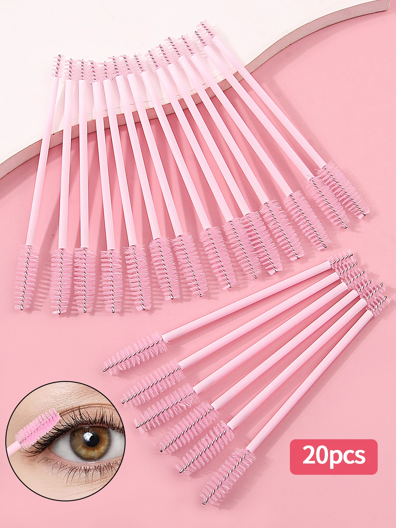 20pcs Flexible Double Ended Eyelash Brushes Eyebrow Brush Reusable  Eyebrow Mascara Wands Spoolies Makeup Tools