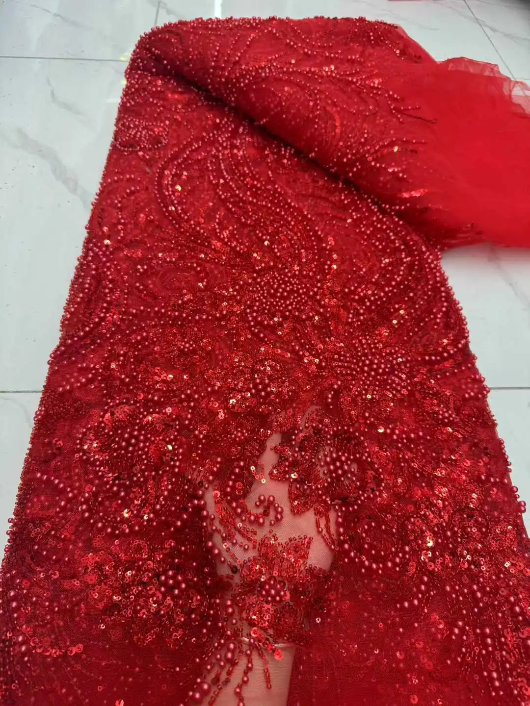 Африканская кружевная ткань Kalume, вышитая нигерийская кружевная ткань с блестками из бисера, высококачественная африканская французская сетчатая кружевная ткань