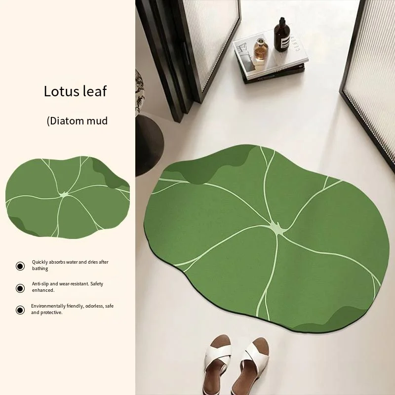 VIKAMA Ins Green Leaf Badkamer Absorberende Vloermat, Badkamer Vuilafstotend, Fris En Antislip Vloermat, Woondecoratie