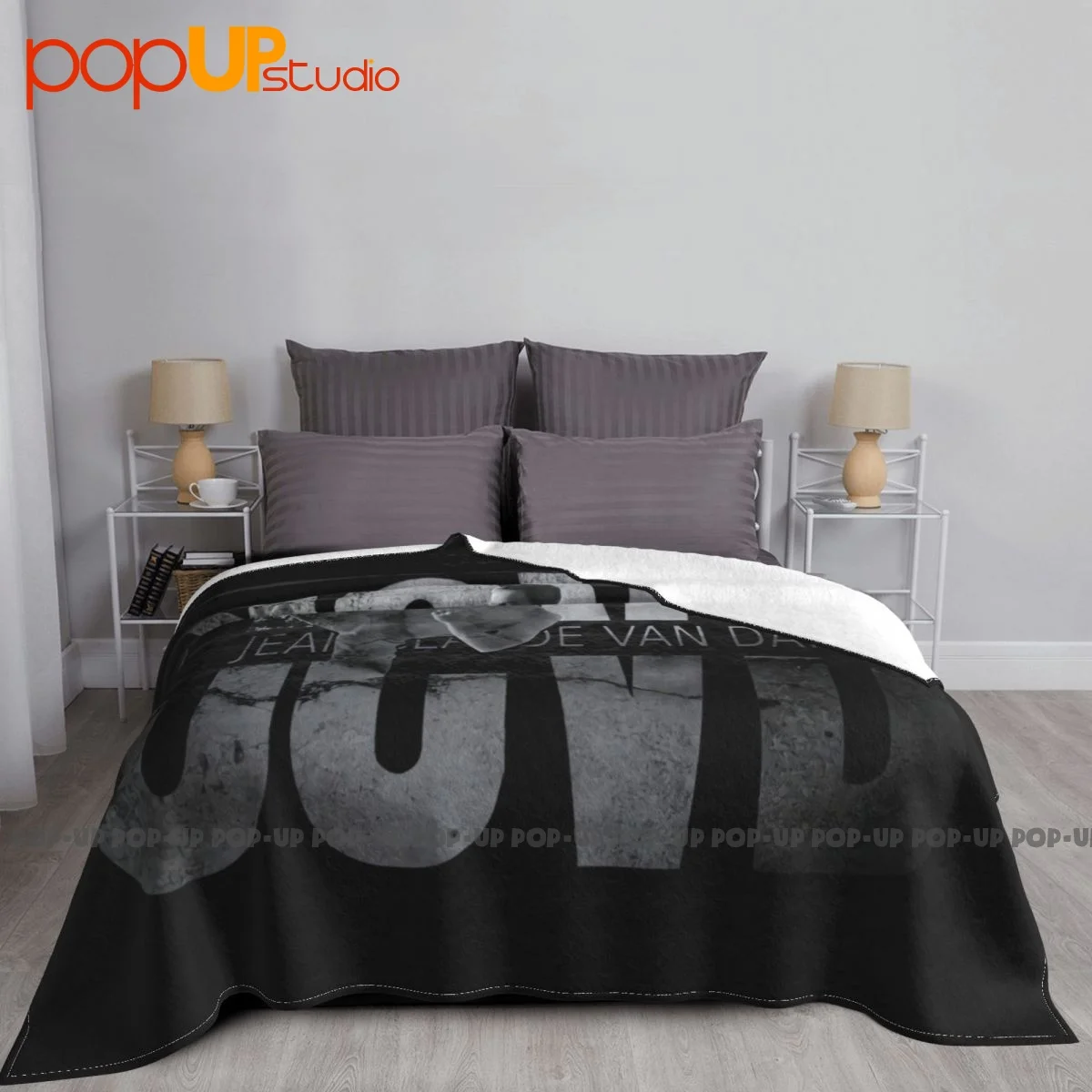 Jcvd Logo B&W Jean Claude Van Damme Blanket Fluffy Bedding All Season Bedding Supply For Sofa Bedroom