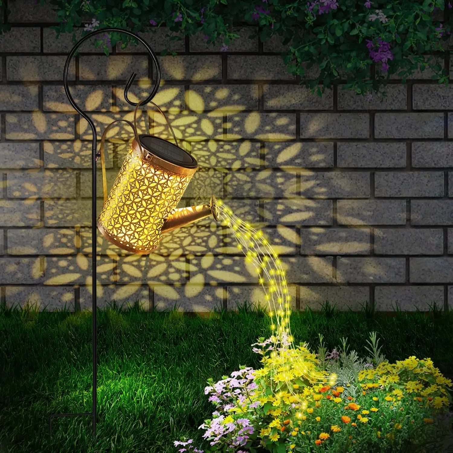 Annaffiatoio solare con luce a cascata luci solari ad acqua luci a cascata solari Decorative da giardino luce a sospensione impermeabile