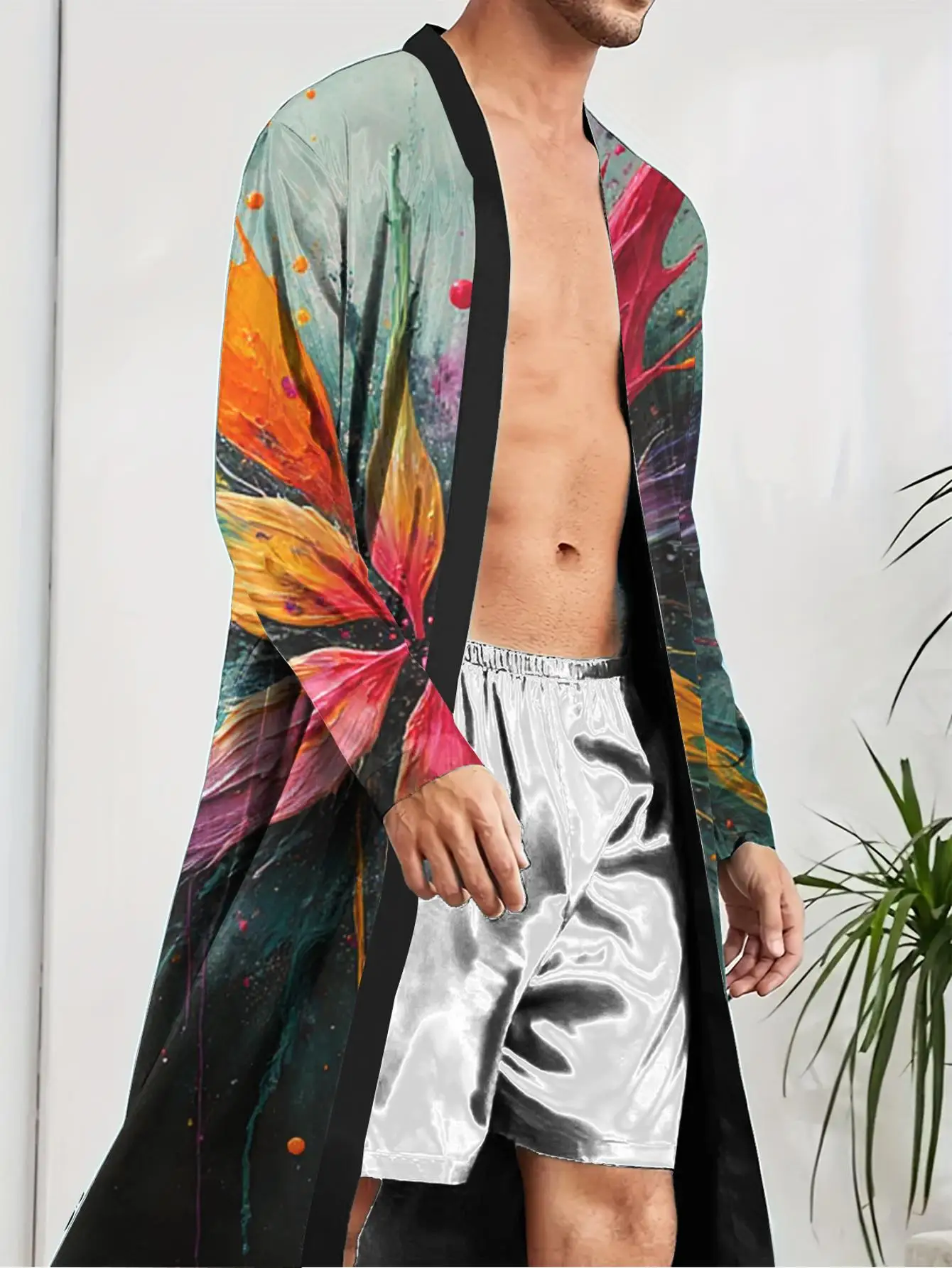 1pcs Men's Robes 2026 Spring/Summer Sleepwear nightie for men Polyester Men's bathrobe Graphic 3D Printed Robe man Bathrobe men